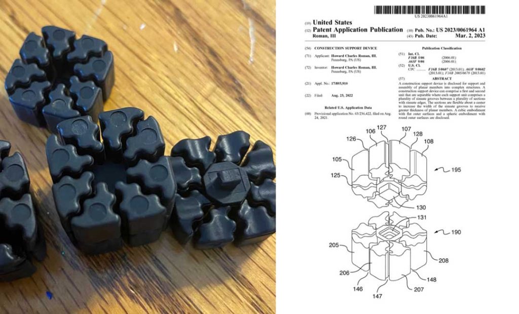 multi creviced blocks squarish blocks that fit together, image of the atent drawing