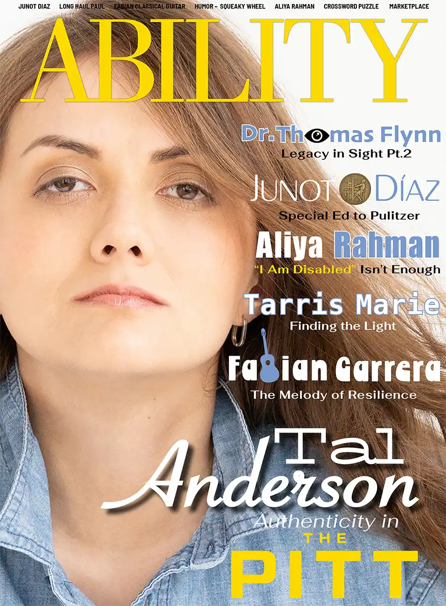Tal Anderson Issue Cover woman with long flowing hair wearing denim shirt